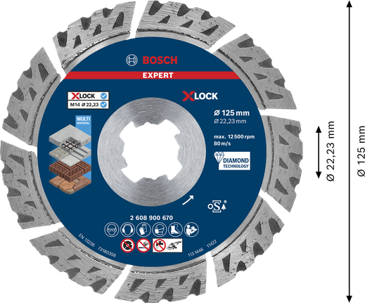 Bosch EXPERT MultiMaterial X-LOCK diamond cutting disc 125mm.