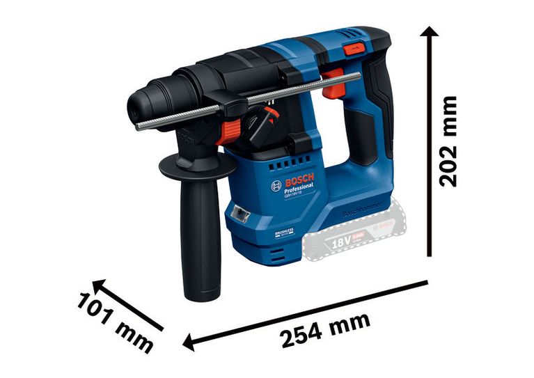 Bosch GBH 18V-18 rotary hammer, 18V cordless design.