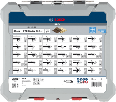 Bosch PRO router bit set 8 mm 30 pcs.