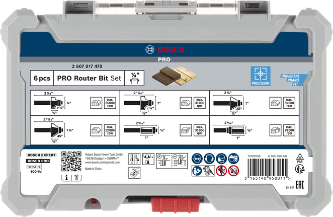 Bosch PRO router bit trim and edging set 1/4″ shank 6 pcs.