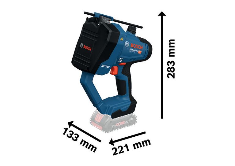 GGC 18V-12 Bosch GGC 18V-12 cordless threaded rod cutter, compact size.