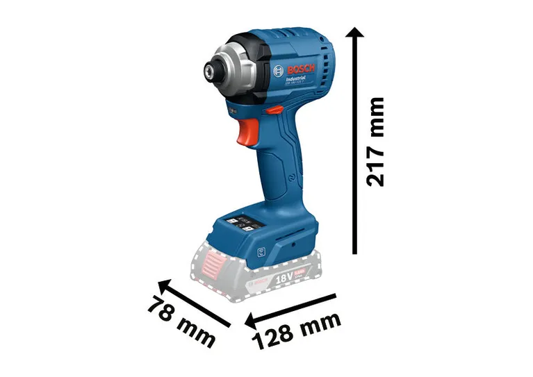 Bosch IDR 18V-125 T cordless impact driver, 217 mm tall.