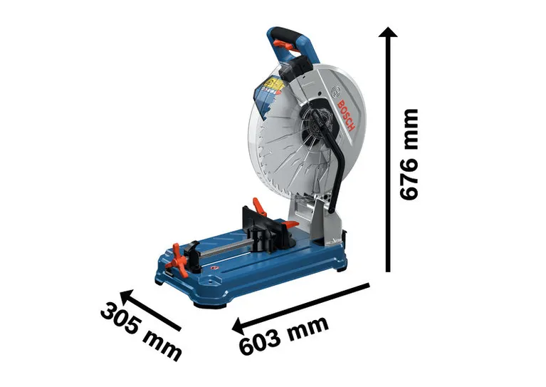 GCD 18V-355 Bosch GCD 18V-355 metal cut-off saw with dimensions shown.