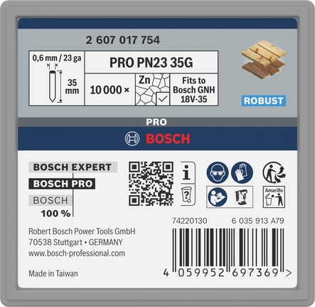 Bosch PRO PN23 35G 35mm galvanised pins pack.