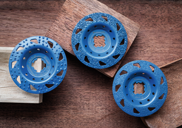 EXPERT Multi Material Carbide Grinding Head Medium, Flat, X-LOCK, 115 mm, 22.23 mm Bosch carbide grinding disc for wood shaping.