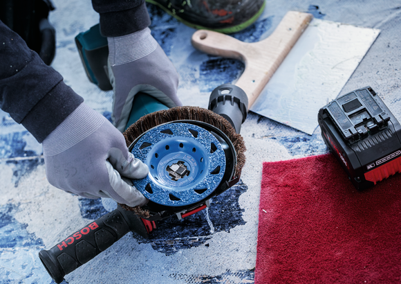 Bosch abrasive brush wheel for surface preparation.