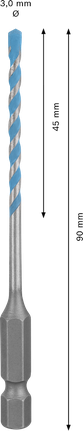 Bosch EXPERT HEX-9 3mm multi construction drill bit.