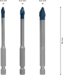 Bosch EXPERT HEX-9 Hard Ceramic Drill Bit Set, 3 pieces.