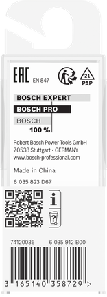 PRO Router Straight Bit, Two Flutes, Ø 1/4″ x L 5/8″, Shank 1/4″ Bosch PRO router straight bit 1/4″ x 5/8″.