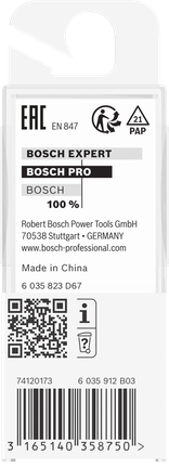 PRO Router Straight Bit, Two Flutes, Ø 3/4″ x L 49/64″, Shank 1/4″ Bosch PRO router straight bit 3/4″ two flutes.