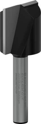 PRO Router Straight Bit, Two Flutes, Ø 3/4″ x L 49/64″, Shank 1/4″ Bosch PRO Router Straight Bit two flutes 3/4 inch diameter.