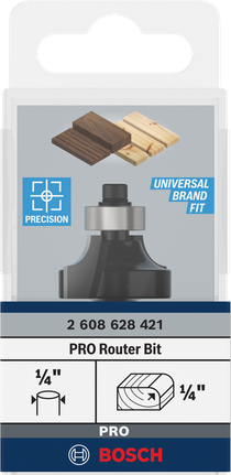 PRO Router Bit Rounding Over, R 1/4″, Shank 1/4″ Bosch PRO router bit rounding over R 1/4″ shank 1/4″.