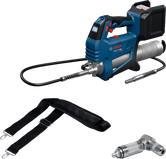 Bosch GFP 18V-10 cordless grease gun with strap.
