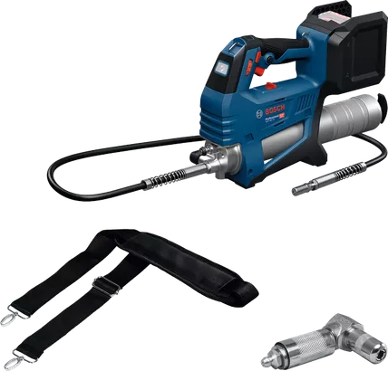 GFP 18V-10 Bosch GFP 18V-10 cordless grease gun with strap.