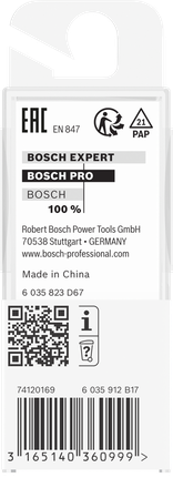 PRO Router Straight Bit, Two Flutes, Ø 5/16″ x L 49/64″, Shank 1/4″ Bosch PRO router straight bit 5/16″ two flutes.