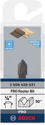 Bosch PRO V-Groove router bit 90° 3/8″.