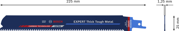 EXPERT Thick Tough Metal S1155CHC Bosch EXPERT Thick Tough Metal S1155CHC reciprocating saw blade.