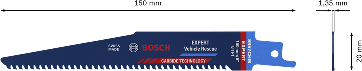 Bosch EXPERT Vehicle Rescue S 957 CHM reciprocating saw blade.