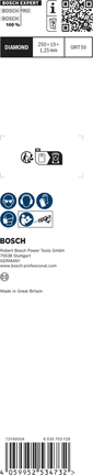 EXPERT ‘Cement Cast Iron’ S 1750 RD Reciprocating Saw Blade 1-pc Bosch EXPERT Cement Cast Iron S 1750 RD saw blade GRIT 50.