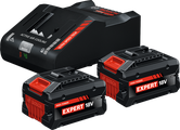 Bosch starter set with charger and two 18V 8Ah batteries.