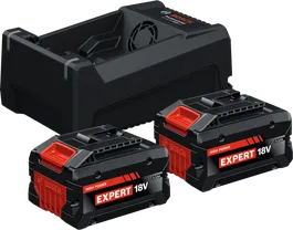 2x EXBA18V-55 + GAL12V/18V-80 Bosch starter set with GAL 12V/18V-80 charger and two 18V 5.5Ah batteries.