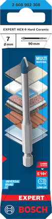 Bosch EXPERT HEX-9 Hard Ceramic Drill Bit 7 x 90 mm.