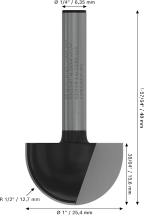 Bosch PRO Router Bit Core Box 1/2 inch radius, 1/4 inch shank.
