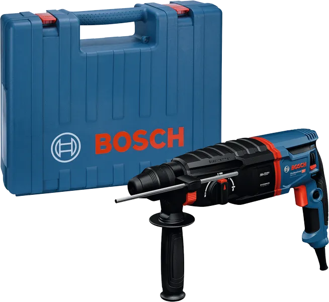 Bosch GBH 2-26 rotary hammer drill with carrying case.