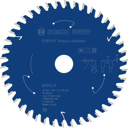 Bosch EXPERT Wood cordless Circular Saw Blade for clean wood cuts.