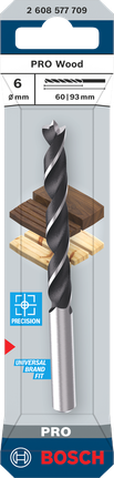 Bosch PRO Wood Brad Point Drill Bit 6 mm for precise wood drilling.