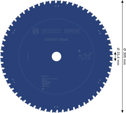 EXPERT Steel Circular Saw Blade, 305 x 2.6/2.2 x 25.4 mm, T60 Bosch EXPERT Steel Circular Saw Blade 305mm T60.