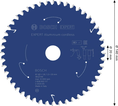 Bosch EXPERT Aluminium cordless Circular Saw Blade, T48.