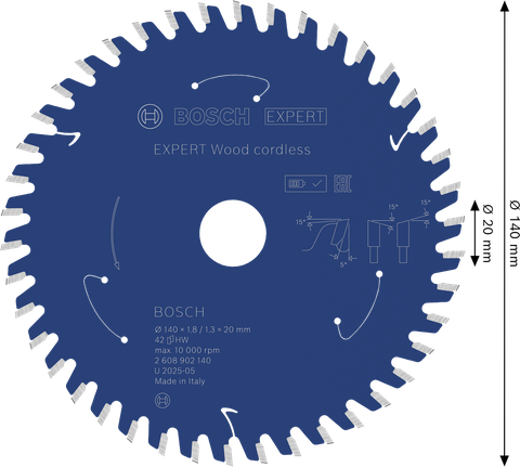 Bosch EXPERT Wood cordless circular saw blade 140mm T42.