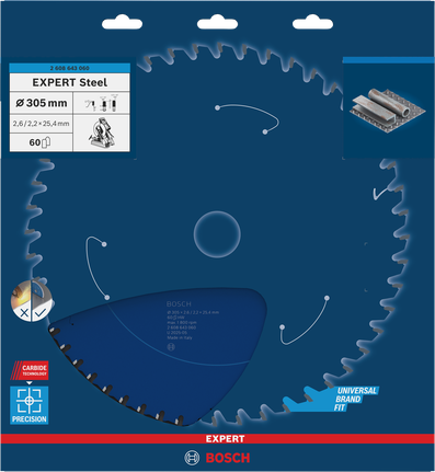 EXPERT Steel Circular Saw Blade, 305 x 2.6/2.2 x 25.4 mm, T60 Bosch EXPERT Steel circular saw blade 305×2.6×25.4 mm T60.