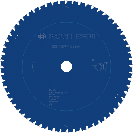 EXPERT Steel Circular Saw Blade, 305 x 2.6/2.2 x 25.4 mm, T60 Bosch EXPERT Steel Circular Saw Blade 305 mm T60.