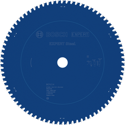 EXPERT Steel Circular Saw Blade, 305 x 2.6/2.2 x 25.4 mm, T80 Bosch EXPERT Steel circular saw blade, 305 mm 80 teeth.