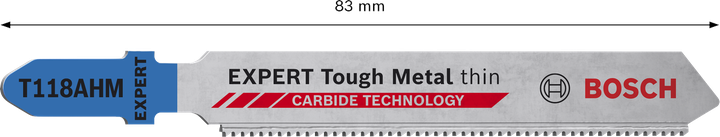 EXPERT Tough Metal thin T118AHM Bosch EXPERT Stainless Steel T118AHM carbide jigsaw blade.