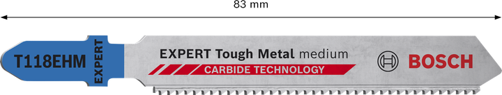 Bosch EXPERT Tough Metal T118EHM jigsaw blade, carbide.