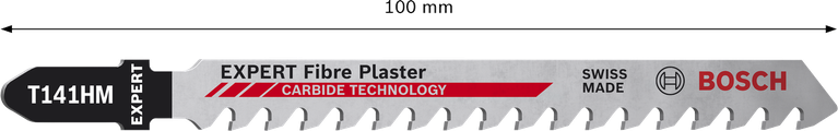 EXPERT ‘Fiber Plaster’ T 141 HM Jigsaw Blade 3-pc Bosch EXPERT Fiber Plaster T141HM jigsaw blade with carbide teeth.