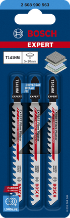 EXPERT ‘Fiber Plaster’ T 141 HM Jigsaw Blade 3-pc Bosch EXPERT Fiber Plaster T141HM carbide jigsaw blades.