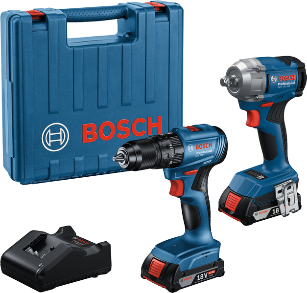 GDS 18V-350 + GSB 185 Combo Bosch GDS 18V-350 and GSB 185 combo kit with charger.