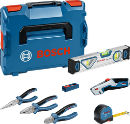 Bosch 16-piece pliers and hand tools set with case.