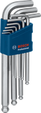 Bosch 9 piece S2 hex Allen key set in blue holder.