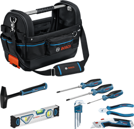 Bosch GWT 20 hand tools set with carry bag, 17 pieces.