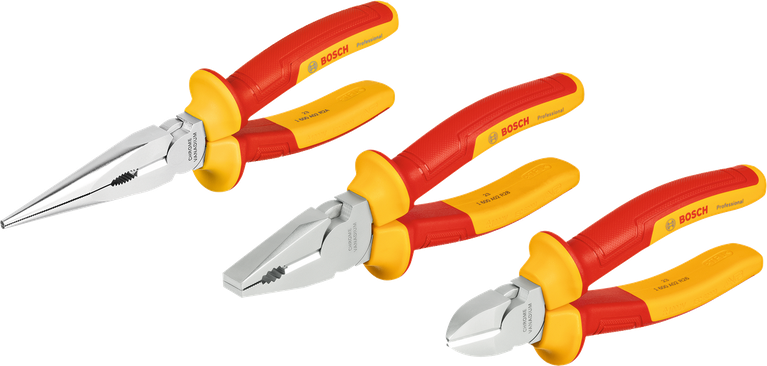 Bosch VDE pliers set 3 pcs with insulated handles.