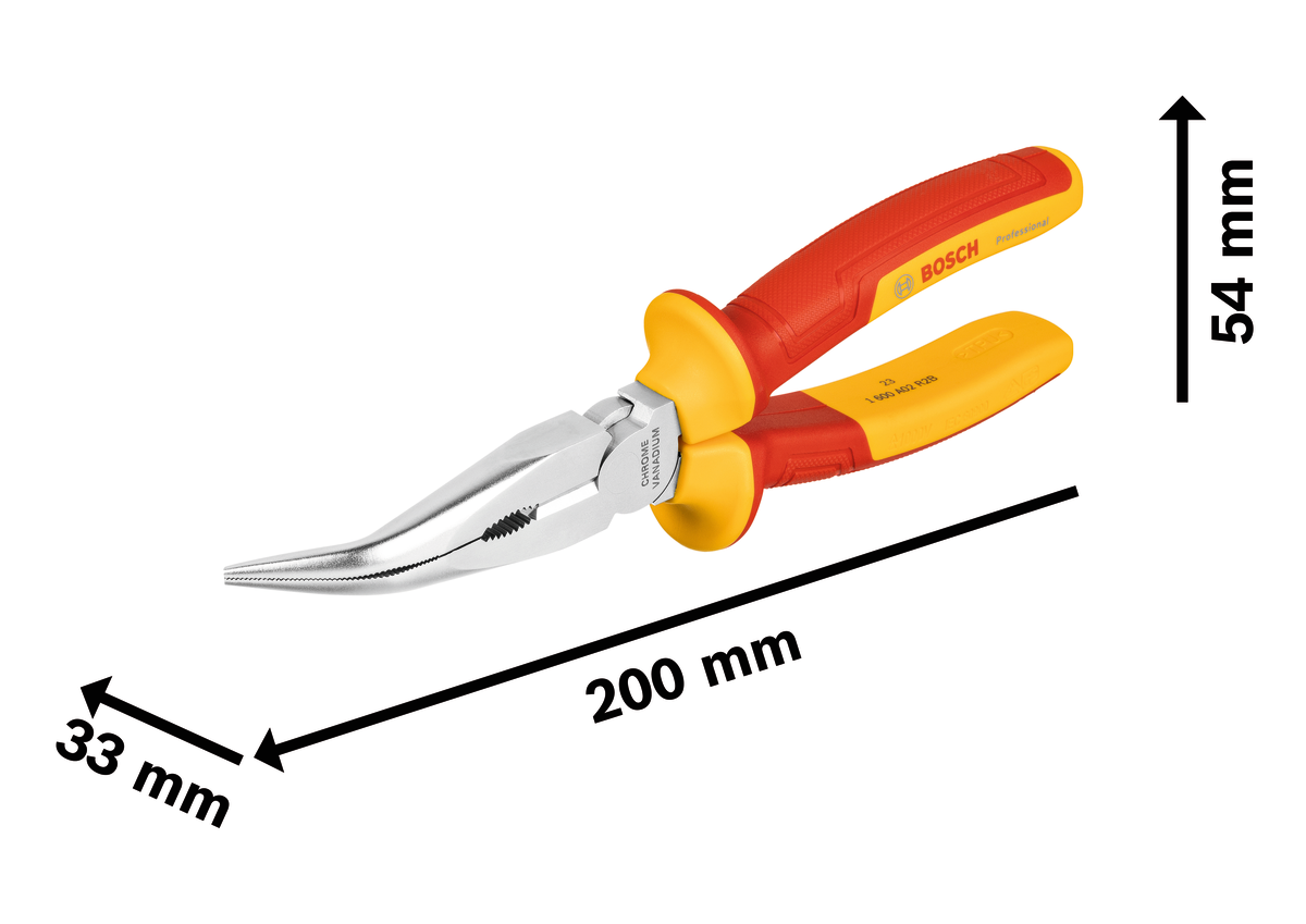 VDE Long Nose Pliers Bent, 40° 200 mm Professional