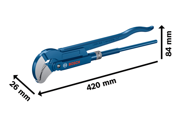 Bosch sanitary corner pipe wrench 420 mm, chrome vanadium.