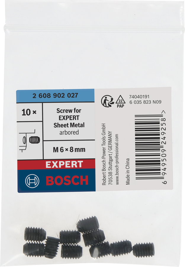 Screw for EXPERT Sheet Metal arbored