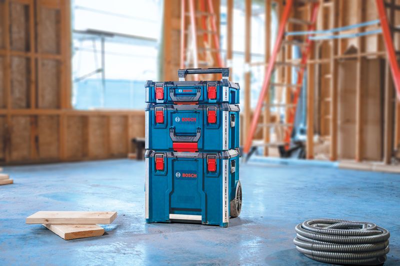 Bosch L-Boxx Contractor tool storage system on wheels.
