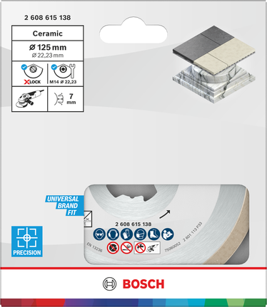 Bosch ceramic cutting disc 125 mm X-LOCK for precision.
